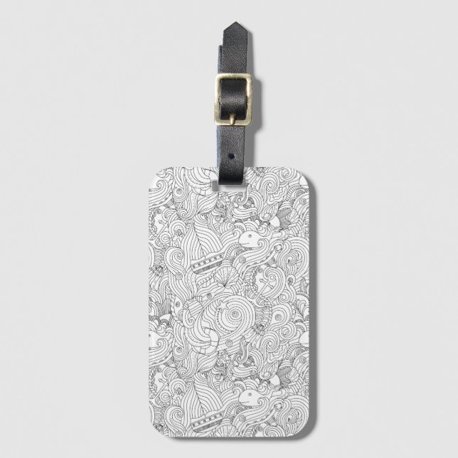 Etiqueta De Bagagem Doodle náutico (Frente Vertical)