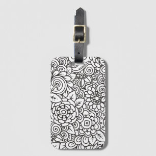 Etiqueta De Bagagem Doodle retro floral