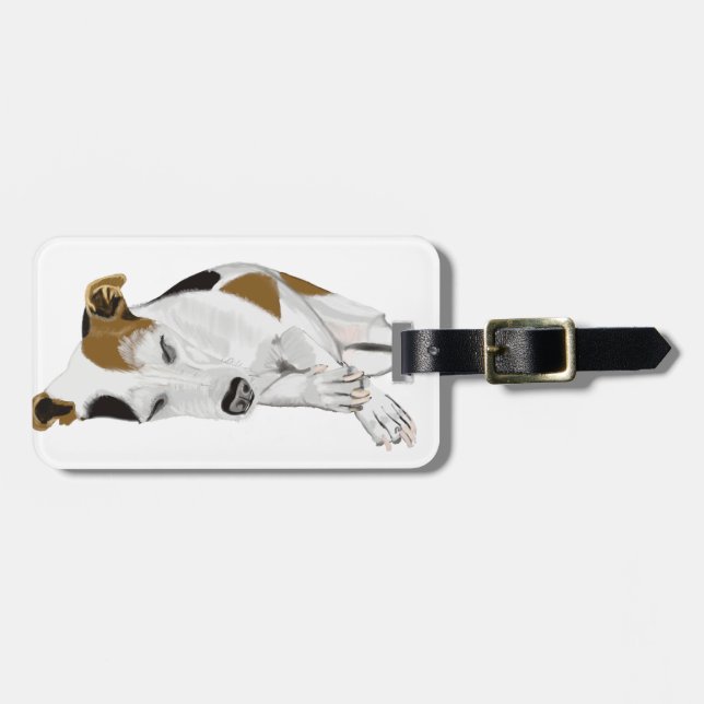 Etiqueta De Bagagem Dormindo Jack Russell (Frente Horizontal)
