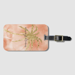 Etiqueta De Bagagem Dourada Glitz Palm Tree Dream Peach Watercolor
