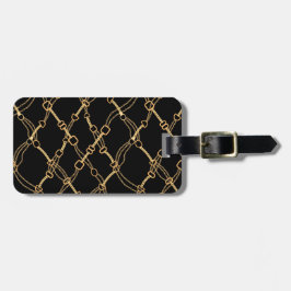 Etiqueta De Bagagem Douradas Cadeias em Preto Bonito