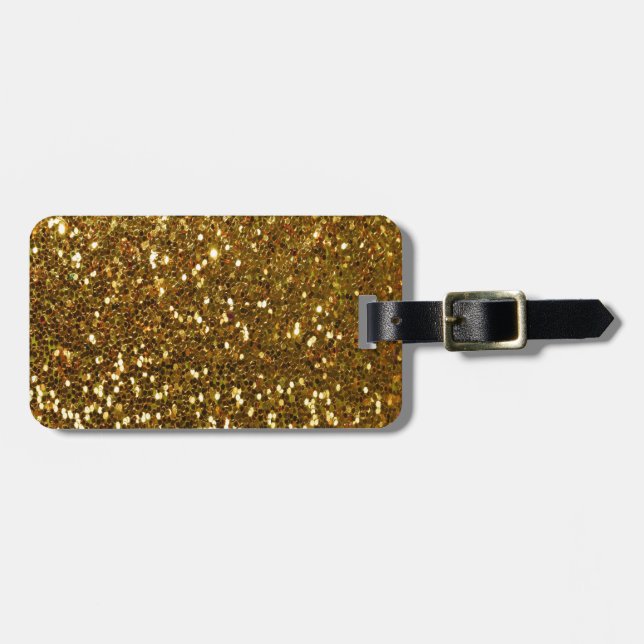 Etiqueta De Bagagem Dourado brilho (Frente Horizontal)