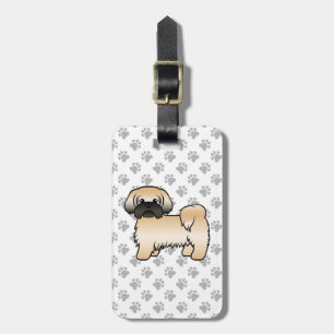 Etiqueta De Bagagem Dourado com a máscara preta Shih Tzu Dog e texto p