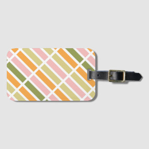 Etiqueta De Bagagem Dourado Cor-de-rosa laranja e faixas verdes