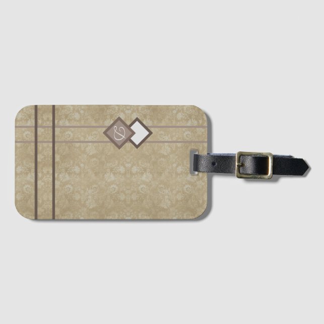 Etiqueta De Bagagem Dourado damasco (Frente Horizontal)