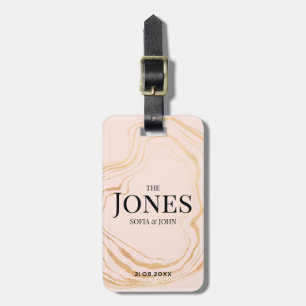 Etiqueta De Bagagem Dourado rosa Elegante Moderno Personalizado