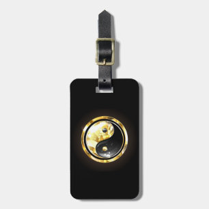 Etiqueta De Bagagem Dourado Yin Yang a preto