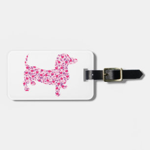 Etiqueta De Bagagem Doxies cor-de-rosa do coração
