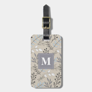 Etiqueta De Bagagem Dragão Floral Vintage Monograma do Padrão de Mos