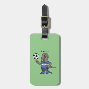 Etiqueta De Bagagem Dragão Komodo engraçado bonito jogando cartoon de 