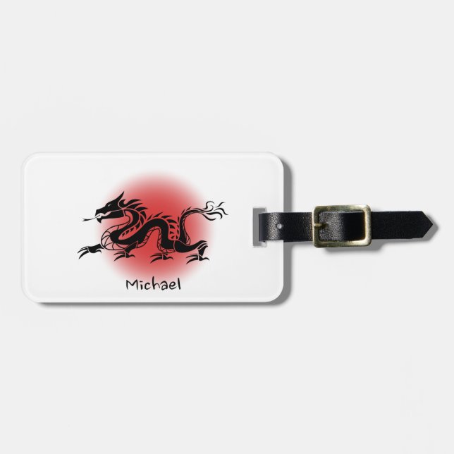 Etiqueta De Bagagem Dragão tradicional chinês (Frente Horizontal)