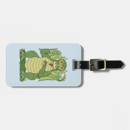 Etiqueta De Bagagem Dragão Verde Bonito
