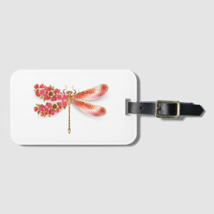 Etiqueta De Bagagem Dragonfly com joalheria sakura