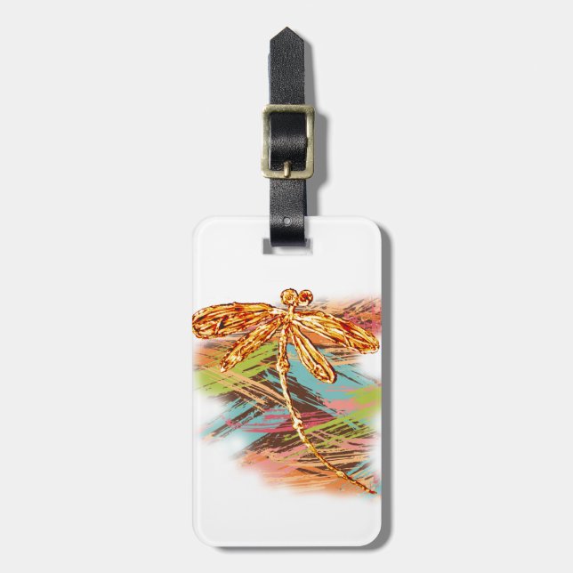Etiqueta De Bagagem Dragonfly Orange Splash (Frente Vertical)