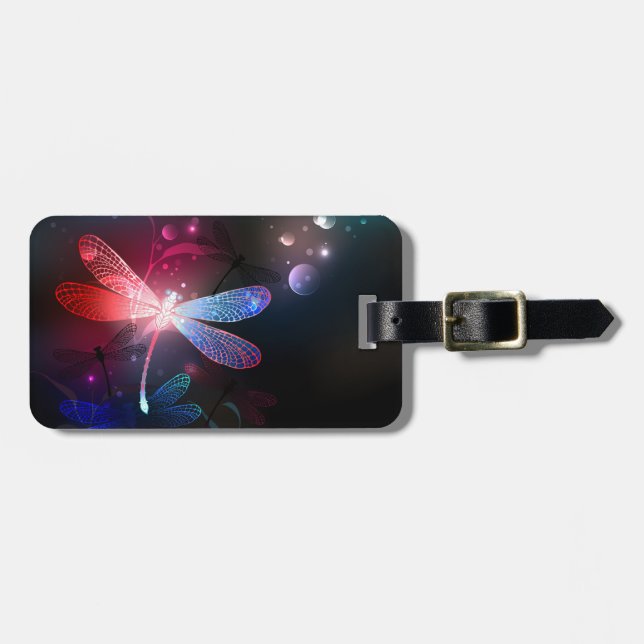 Etiqueta De Bagagem Dragonfly vermelha (Frente Horizontal)