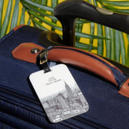 Etiqueta De Bagagem Drawing of New York City Landscape Custom