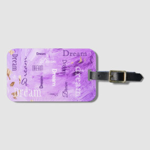 Etiqueta De Bagagem Dream Script Purple Dourado Watercolor