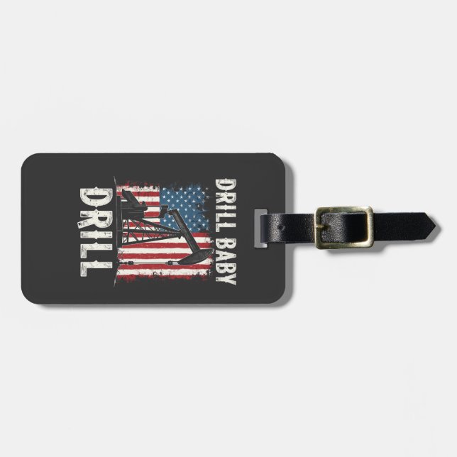 Etiqueta De Bagagem Drill Baby Drill American Trump Energy Economy (Frente Horizontal)