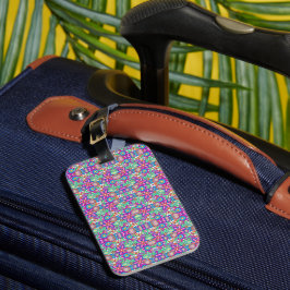 Etiqueta De Bagagem Dual-sided luggage tag with a colorful geometric 