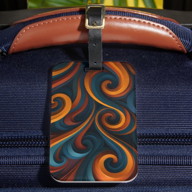 Etiqueta De Bagagem Dual-Tone Swirls Pattern (Frente Insitu 2)