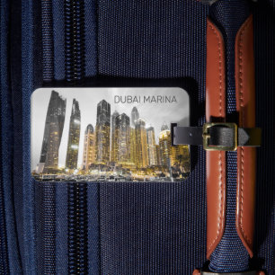 Etiqueta De Bagagem Dubai Marina Cidade UAE Skyline Vintage Panorama
