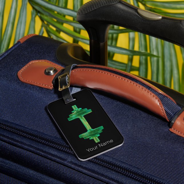 Etiqueta De Bagagem Dumbbell Retro Bodybuilder Gym Malhação Ou Treinad (Frente Insitu 1)