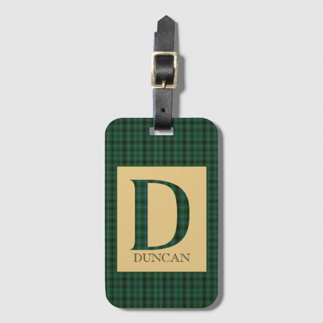 Etiqueta De Bagagem Duncan Tartan Monograma D (Frente Vertical)