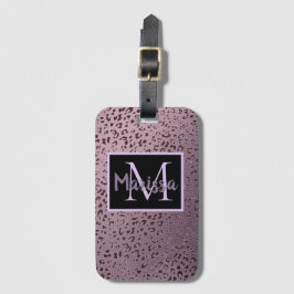 Etiqueta De Bagagem Dusky Violet Leopard Monograma