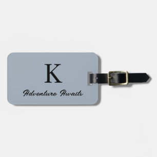 Etiqueta De Bagagem Dusty Blue Monogramas Aventura Aguarda Favor do Pr