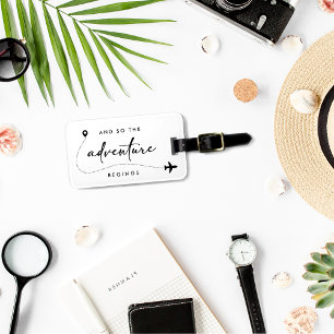 Etiqueta De Bagagem E Assim Começa A Aventura Preto E Branco 