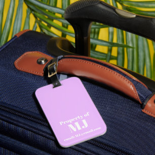 Etiqueta De Bagagem E-mail com Monograma Personalizado Roxo Suave Simp