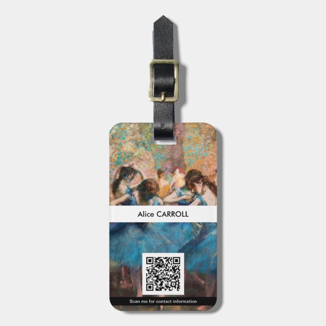 Etiqueta De Bagagem Edgar Degas - Dançarinos a azul - Código QR (Frente Vertical)