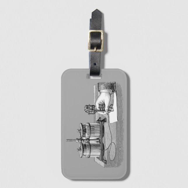 Etiqueta De Bagagem Edison Antique Steampunk Writer (Frente Vertical)