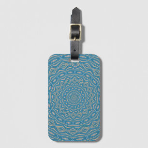 Etiqueta De Bagagem Efeito do Domo Clássico Azul e Cappuchino Mandala