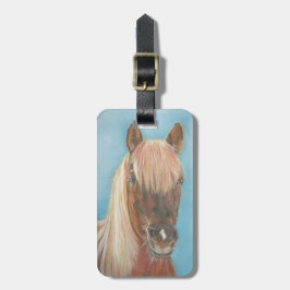 Etiqueta De Bagagem égua de castanha com cavalo de arte de cavalo loir