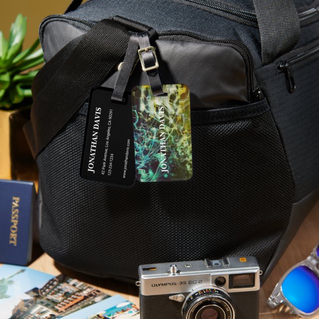 Etiqueta De Bagagem Electric Light Lines Gradient Abstract. (Frente e verso)