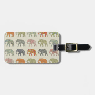 Etiqueta De Bagagem Elefante Animal Colorido Padrão Contemporâneo