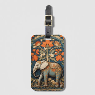 Etiqueta De Bagagem Elefante Decorado William Morris Inspirou Floral