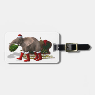 Etiqueta De Bagagem Elefante Doce do Papai Noel