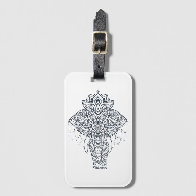 Etiqueta De Bagagem Elefante inspirado (Frente Vertical)