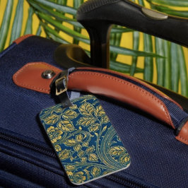 Etiqueta de Bagagem Elegância Flor de Ouro