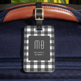 Etiqueta De Bagagem Elegant Gingham Monogram