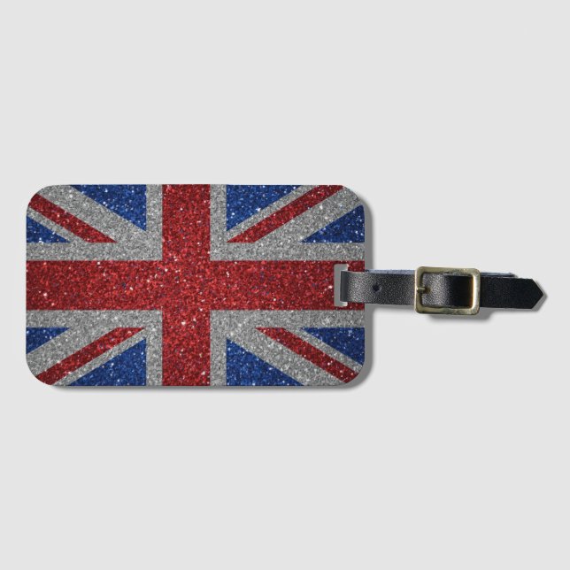 Etiqueta De Bagagem Elegant glitter Patriotic U.K. flag (Frente Horizontal)