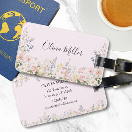 Etiqueta De Bagagem Elegant Monogram Colorful Flower Garden Floral