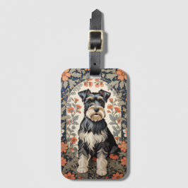 Etiqueta De Bagagem Elegant Schnauzer William Morris Inspired Floral