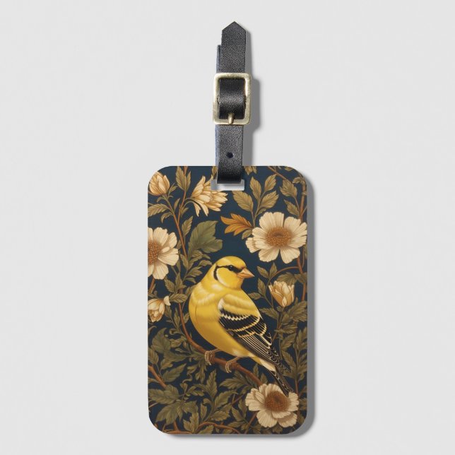 Etiqueta De Bagagem Elegante American Goldfinch (Frente Vertical)