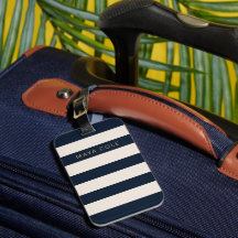 Elegante Azul Marinho & Listras de Creme Personali