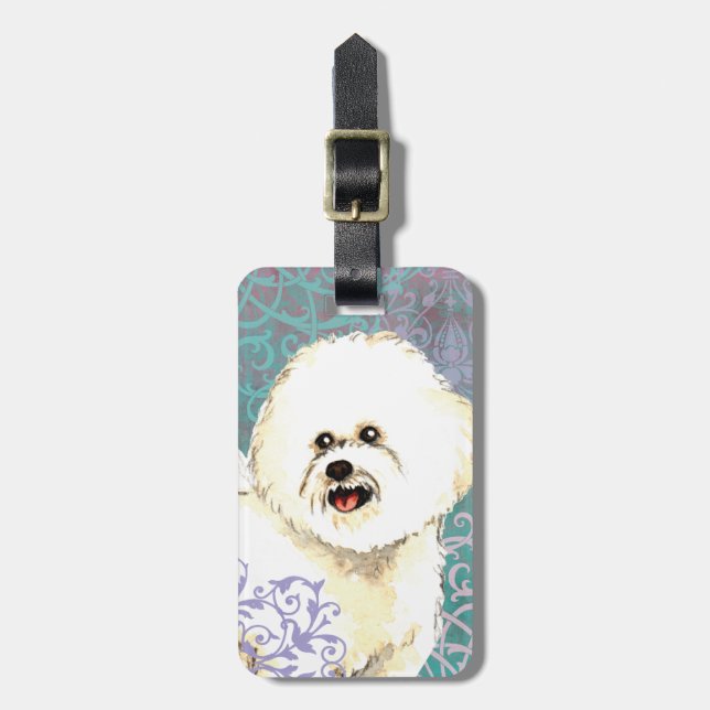 Etiqueta De Bagagem Elegante Bichon Frise (Frente Vertical)