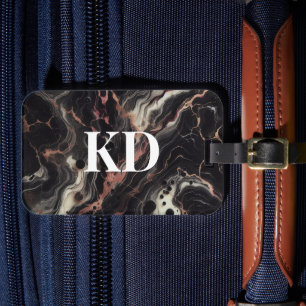 Etiqueta De Bagagem Elegante Black Marble Modern & Na moda Viagem