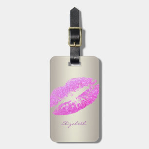 Etiqueta De Bagagem Elegante Chique com Brilho - Lábios Personalizados